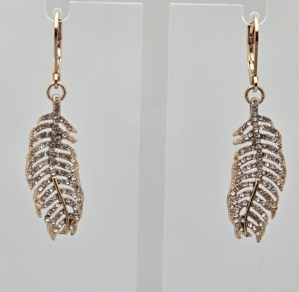 ✨2/$10✨ Gold and Silver Rhinestones Leaf Drop Wedding Bridal Earrings